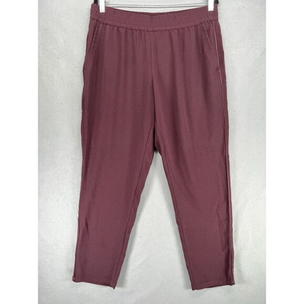 Lands End Pants‎ Womens 12 Burgundy Slim Leg Crepe Elastic Waist Pull On Office